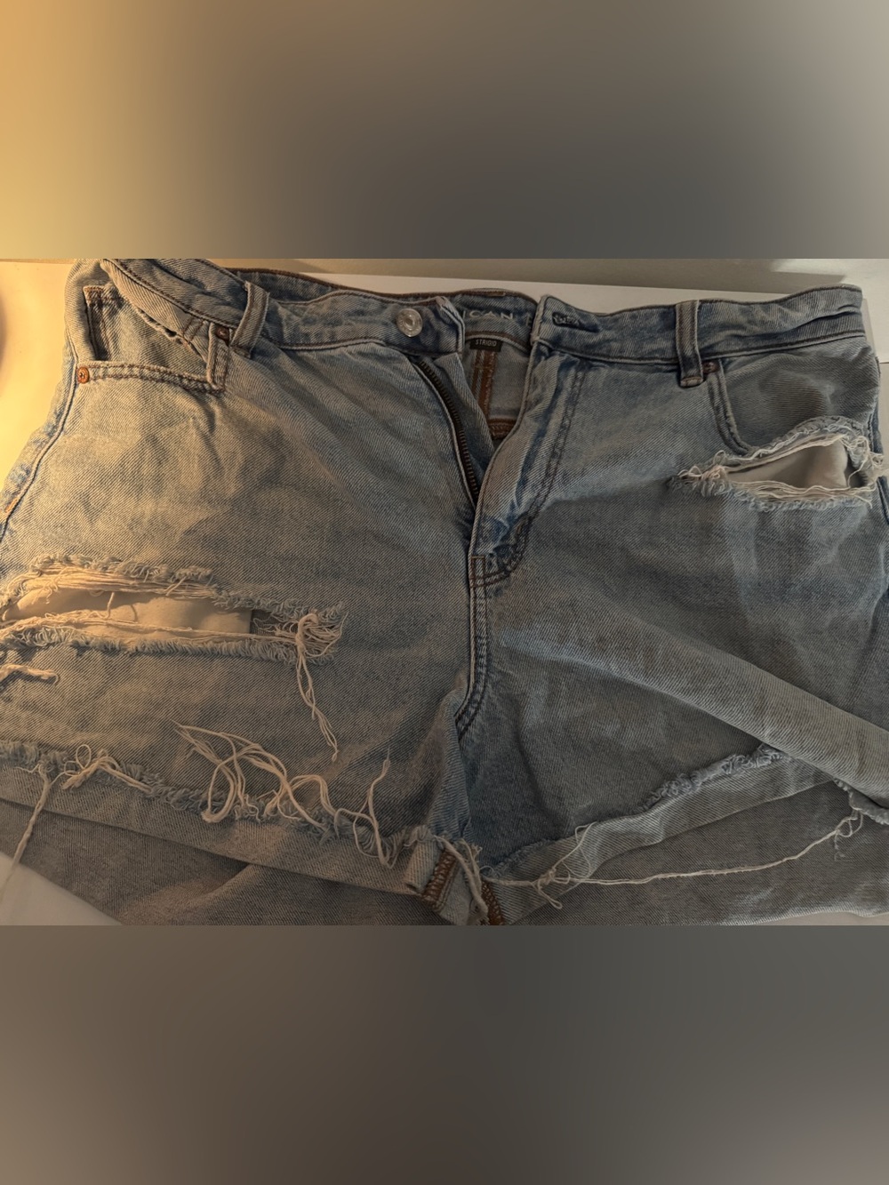 American Eagle Outfitters Light Wash Distressed Jean Shorts
